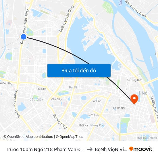 Trước 100m Ngõ 218 Phạm Văn Đồng (Đối Diện Công Viên Hòa Bình) to BệNh ViệN ViệT Nam - Cuba map