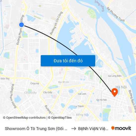 Showroom Ô Tô Trung Sơn (Đối Diện 315 Phạm Văn Đồng) to BệNh ViệN ViệT Nam - Cuba map