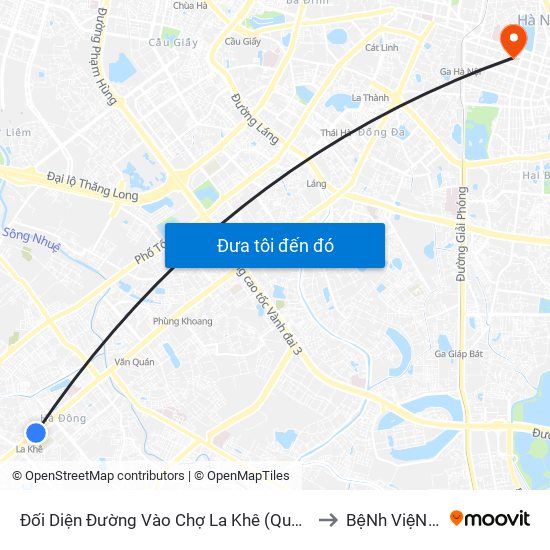Đối Diện Đường Vào Chợ La Khê (Qua Ga Metro La Khê) - 405 Quang Trung (Hà Đông) to BệNh ViệN ViệT Nam - Cuba map