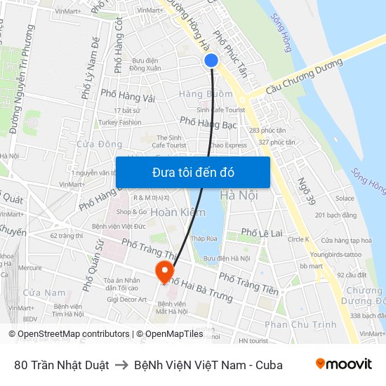 80 Trần Nhật Duật to BệNh ViệN ViệT Nam - Cuba map