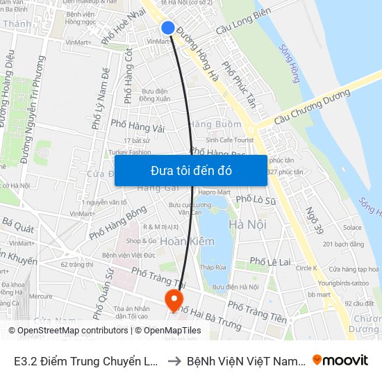 E3.2 Điểm Trung Chuyển Long Biên to BệNh ViệN ViệT Nam - Cuba map