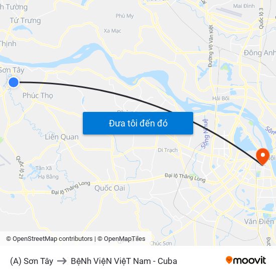 (A) Sơn Tây to BệNh ViệN ViệT Nam - Cuba map