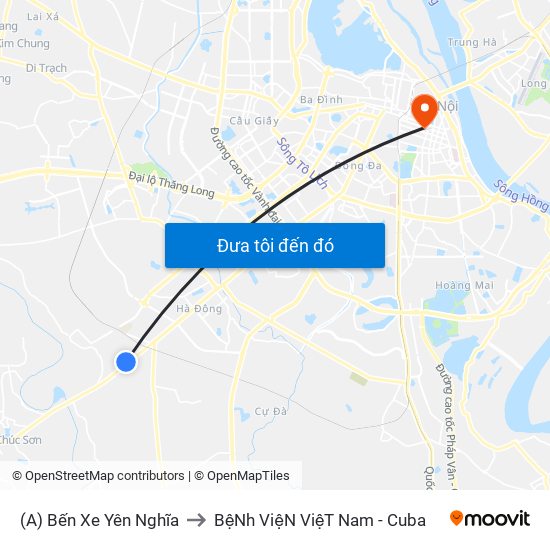 (A) Bến Xe Yên Nghĩa to BệNh ViệN ViệT Nam - Cuba map