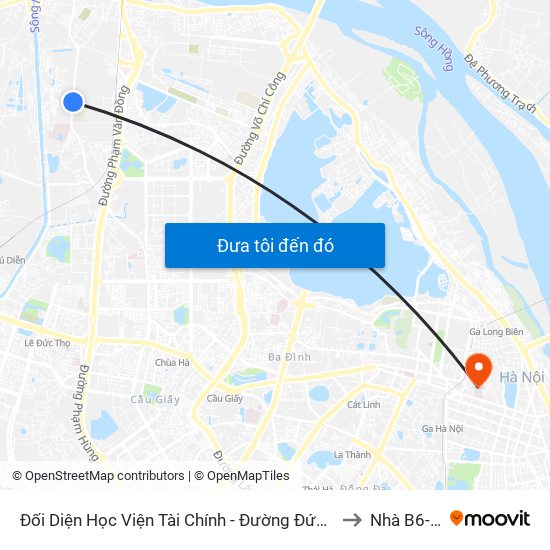 Đối Diện Học Viện Tài Chính - Đường Đức Thắng to Nhà B6-B7 map