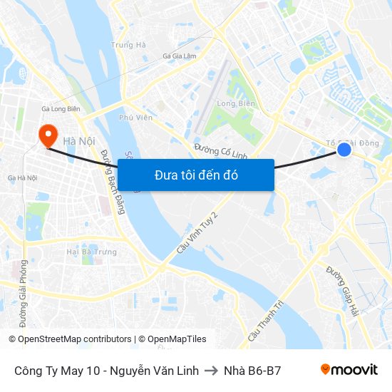 Công Ty May 10 - Nguyễn Văn Linh to Nhà B6-B7 map