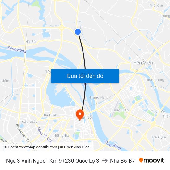 Ngã 3 Vĩnh Ngọc - Km 9+230 Quốc Lộ 3 to Nhà B6-B7 map