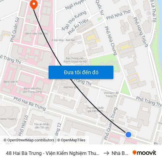 48 Hai Bà Trưng - Viện Kiểm Nghiệm Thuốc Trung Ương to Nhà B6-B7 map