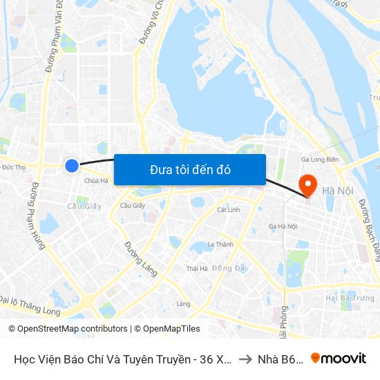 Học Viện Báo Chí Và Tuyên Truyền - 36 Xuân Thủy to Nhà B6-B7 map