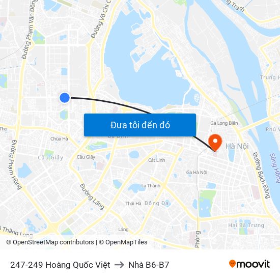 247-249 Hoàng Quốc Việt to Nhà B6-B7 map