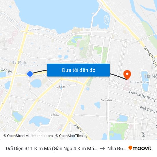 Đối Diện 311 Kim Mã (Gần Ngã 4 Kim Mã - Vạn Bảo) to Nhà B6-B7 map