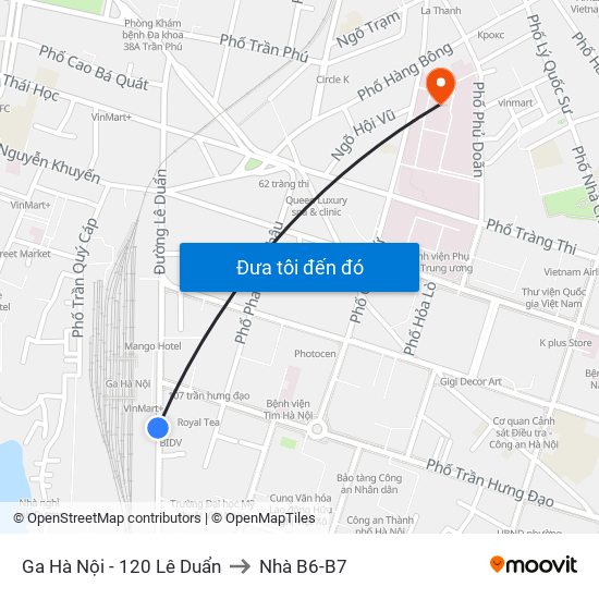 Ga Hà Nội - 120 Lê Duẩn to Nhà B6-B7 map