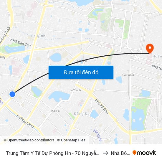 Trung Tâm Y Tế Dự Phòng Hn - 70 Nguyễn Chí Thanh to Nhà B6-B7 map