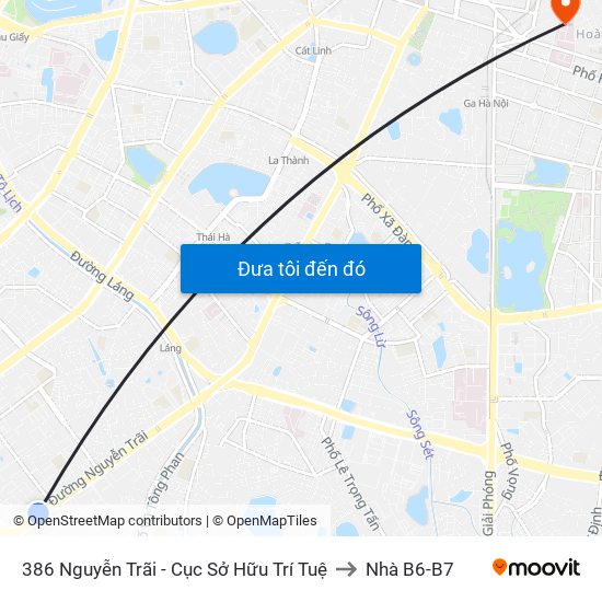 386 Nguyễn Trãi - Cục Sở Hữu Trí Tuệ to Nhà B6-B7 map