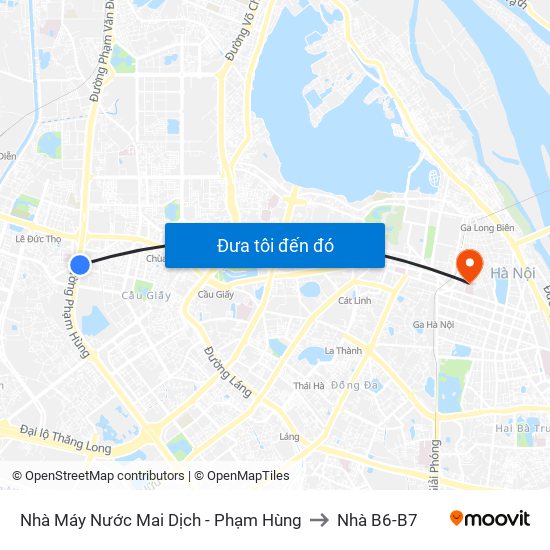 Nhà Máy Nước Mai Dịch - Phạm Hùng to Nhà B6-B7 map