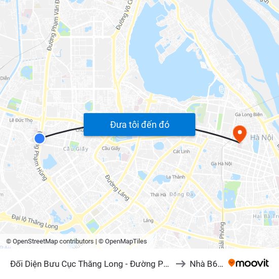 Đối Diện Bưu Cục Thăng Long - Đường Phạm Hùng to Nhà B6-B7 map
