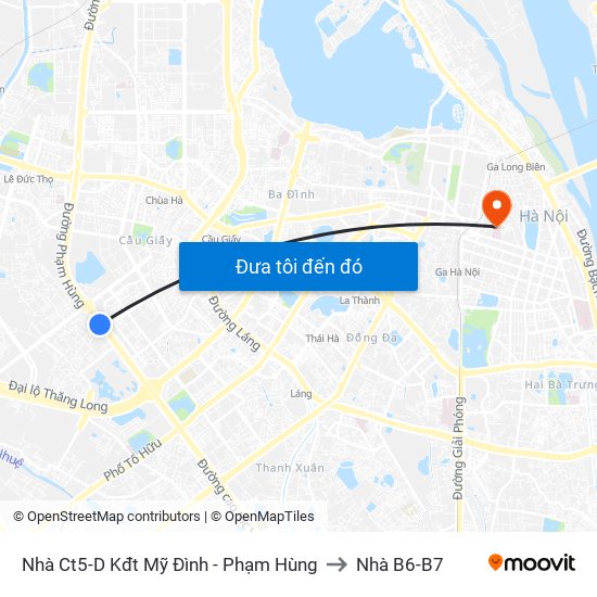 Nhà Ct5-D Kđt Mỹ Đình - Phạm Hùng to Nhà B6-B7 map