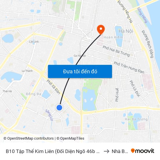 B10 Tập Thể Kim Liên (Đối Diện Ngõ 46b Phạm Ngọc Thạch) to Nhà B6-B7 map