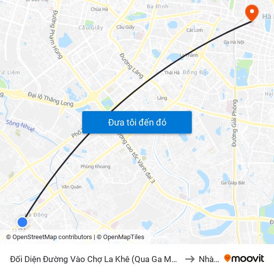 Đối Diện Đường Vào Chợ La Khê (Qua Ga Metro La Khê) - 405 Quang Trung (Hà Đông) to Nhà B6-B7 map