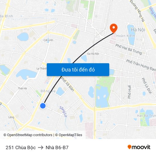 251 Chùa Bộc to Nhà B6-B7 map