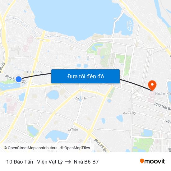 10 Đào Tấn - Viện Vật Lý to Nhà B6-B7 map