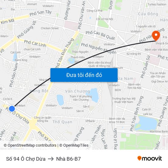 Số 94 Ô Chợ Dừa to Nhà B6-B7 map