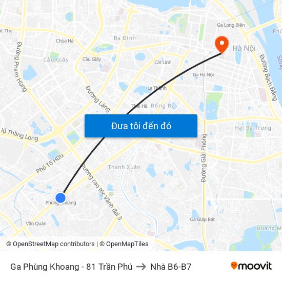 Ga Phùng Khoang - 81 Trần Phú to Nhà B6-B7 map