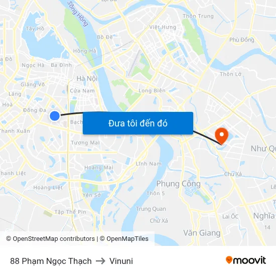 88 Phạm Ngọc Thạch to Vinuni map