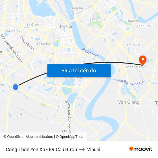 Cổng Thôn Yên Xá - 89 Cầu Bươu to Vinuni map