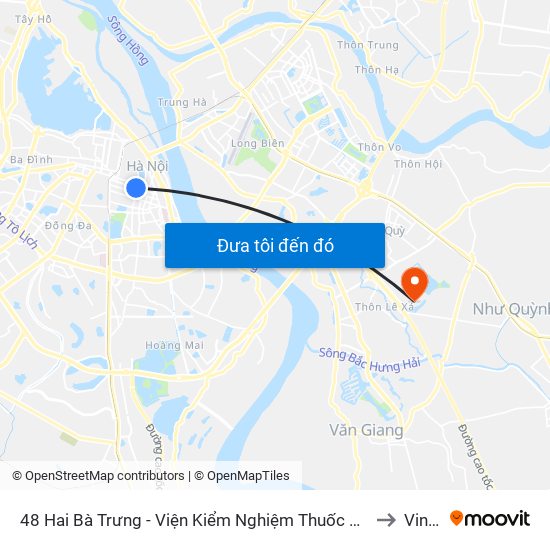 48 Hai Bà Trưng - Viện Kiểm Nghiệm Thuốc Trung Ương to Vinuni map