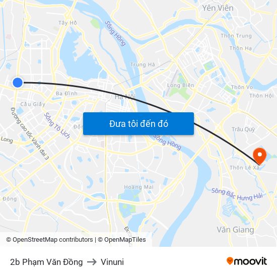 2b Phạm Văn Đồng to Vinuni map