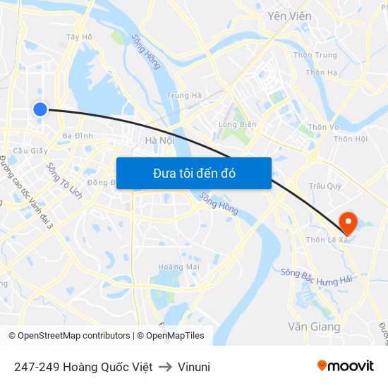 247-249 Hoàng Quốc Việt to Vinuni map