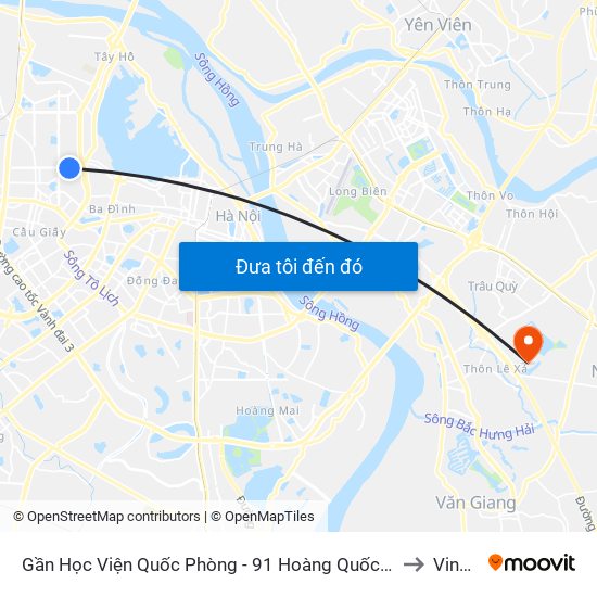 Gần Học Viện Quốc Phòng - 91 Hoàng Quốc Việt to Vinuni map
