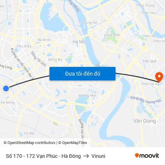 Số 170 - 172 Vạn Phúc - Hà Đông to Vinuni map