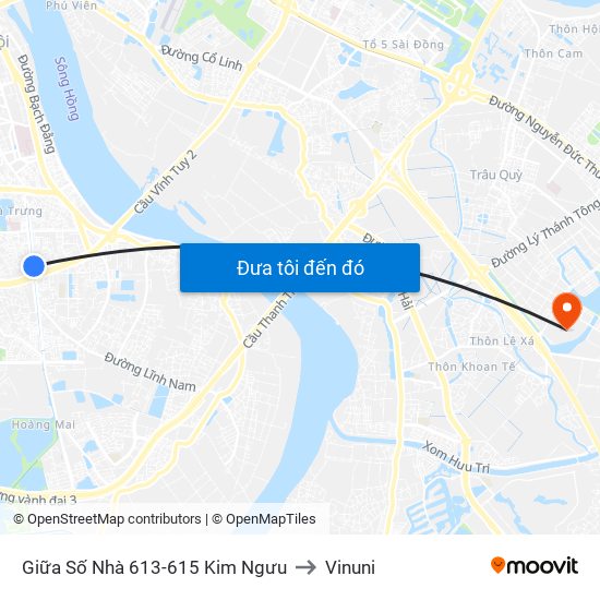 Giữa Số Nhà 613-615 Kim Ngưu to Vinuni map