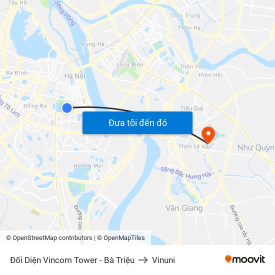 Đối Diện Vincom Tower - Bà Triệu to Vinuni map