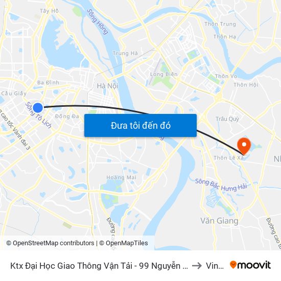 Ktx Đại Học Giao Thông Vận Tải - 99 Nguyễn Chí Thanh to Vinuni map