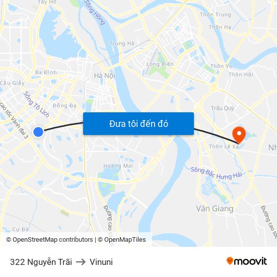 322 Nguyễn Trãi to Vinuni map