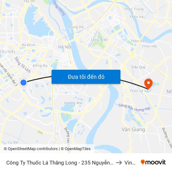 Công Ty Thuốc Lá Thăng Long - 235 Nguyễn Trãi to Vinuni map