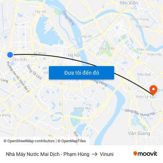 Nhà Máy Nước Mai Dịch - Phạm Hùng to Vinuni map
