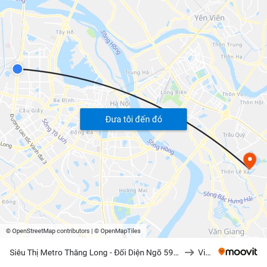 Siêu Thị Metro Thăng Long - Đối Diện Ngõ 599 Phạm Văn Đồng to Vinuni map