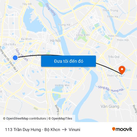 113 Trần Duy Hưng - Bộ Khcn to Vinuni map