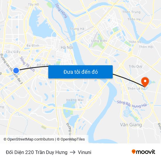 Đối Diện 220 Trần Duy Hưng to Vinuni map