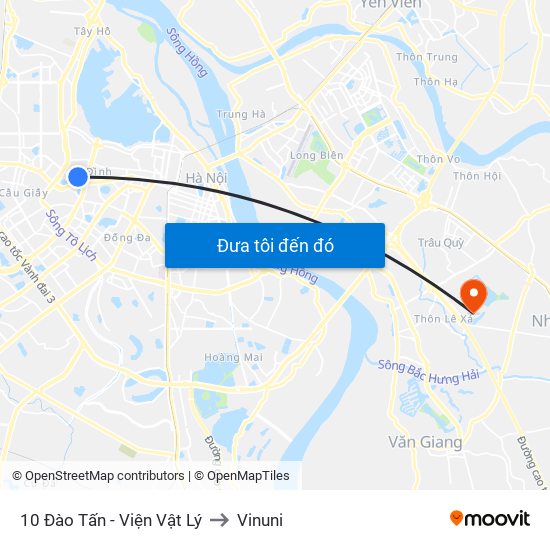 10 Đào Tấn - Viện Vật Lý to Vinuni map