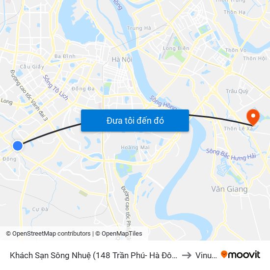 Khách Sạn Sông Nhuệ (148 Trần Phú- Hà Đông) to Vinuni map