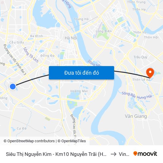 Siêu Thị Nguyễn Kim - Km10 Nguyễn Trãi (Hà Đông) to Vinuni map