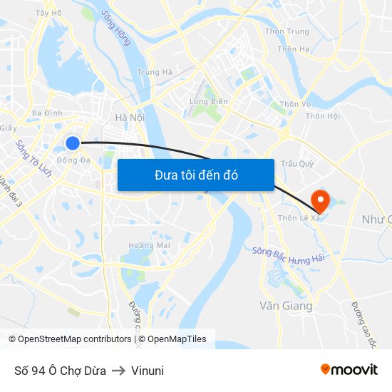 Số 94 Ô Chợ Dừa to Vinuni map