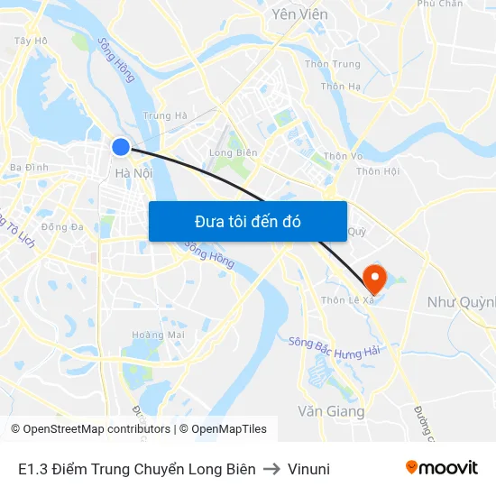E1.3 Điểm Trung Chuyển Long Biên to Vinuni map