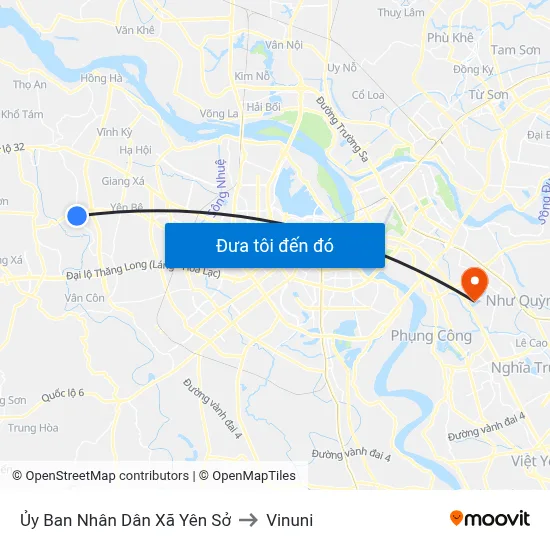 Ủy Ban Nhân Dân Xã Yên Sở to Vinuni map