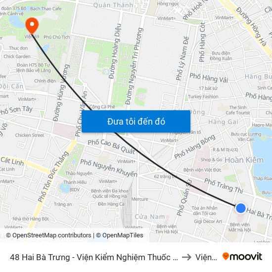 48 Hai Bà Trưng - Viện Kiểm Nghiệm Thuốc Trung Ương to Viện 69 map