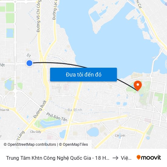 Trung Tâm Khtn Công Nghệ Quốc Gia - 18 Hoàng Quốc Việt to Viện 69 map